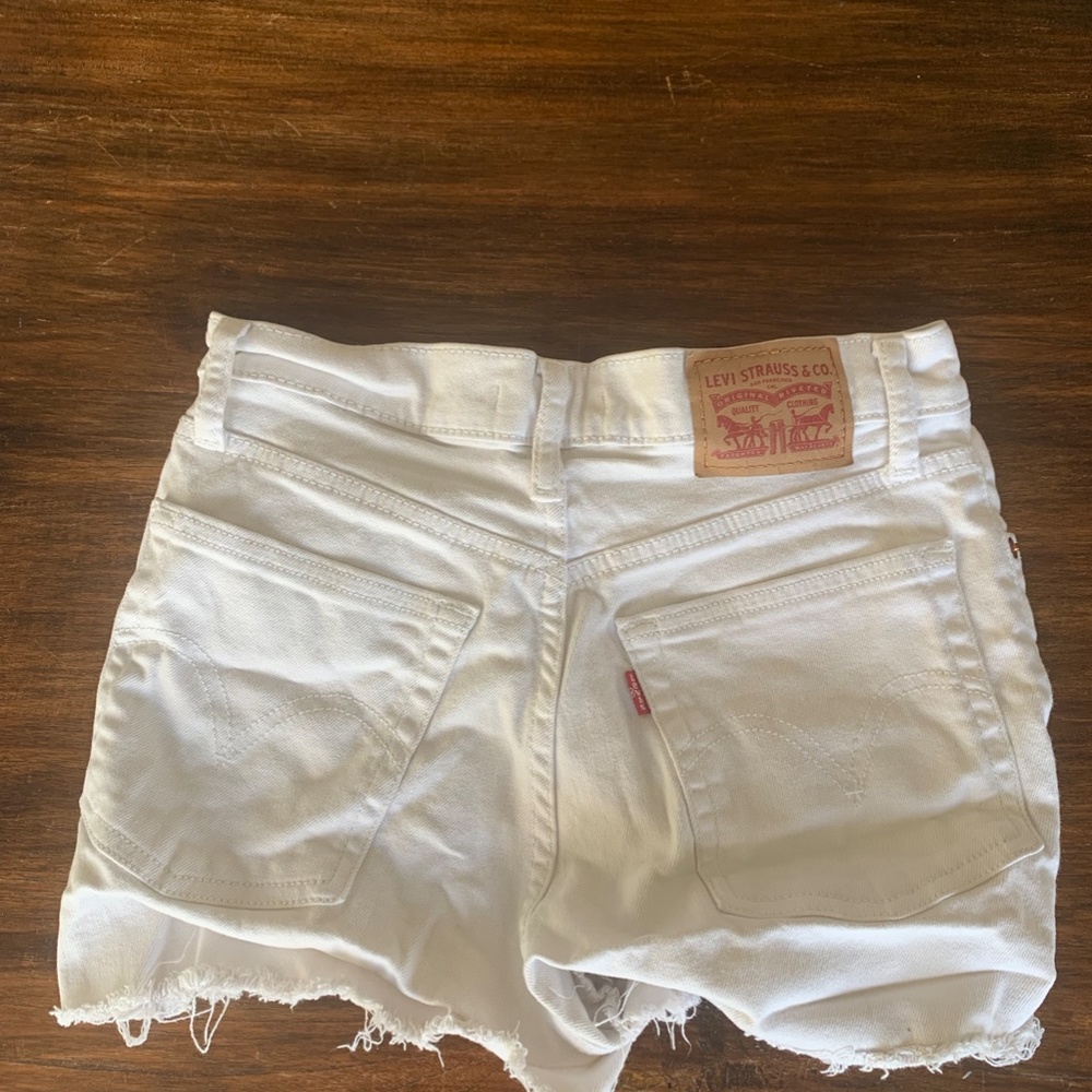 Levi's high rise white denim short